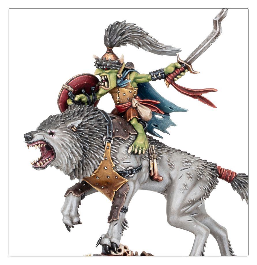 Snarlboss and Wolfgit Retinue - zbliżenie Snarlbossa z mieczem i tarczą na Snarlfangu