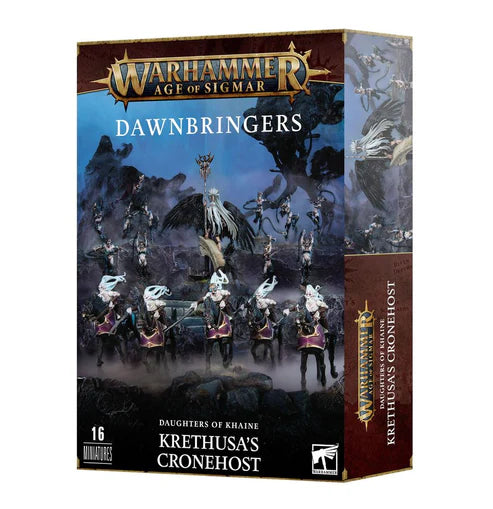 Dawnbringers Krethusa's Cronehost - pudełko Warhammer Age of Sigmar Daughters of Khaine czarno-złote 16 Miniatures Krethusa Croneseer Sisters of Slaughter Doomfire Warlocks