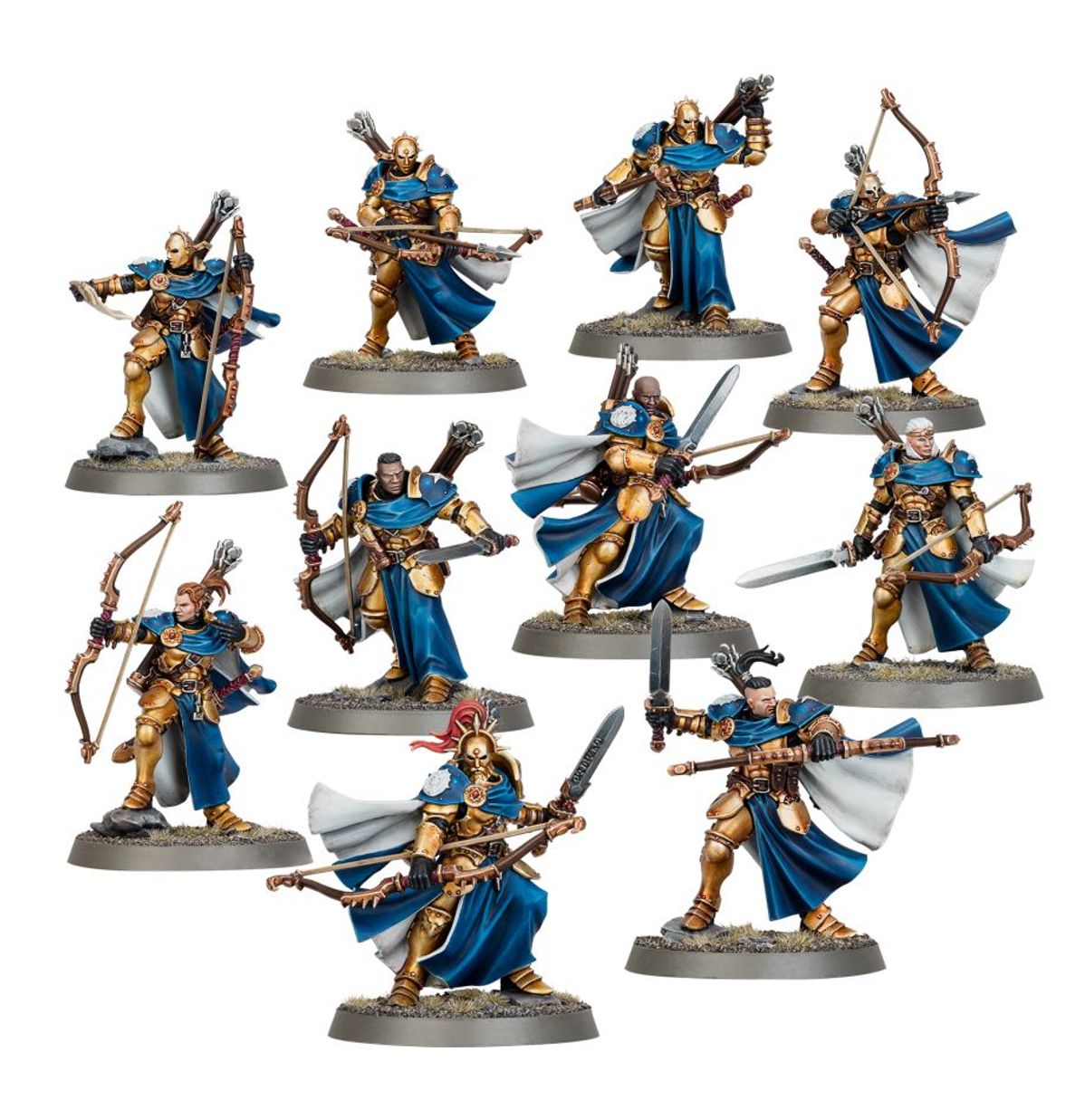 Vigilors Stormcast Eternals - 10 złożonych modeli na podstawkach z łukami i mieczami - Warhammer Age of Sigmar