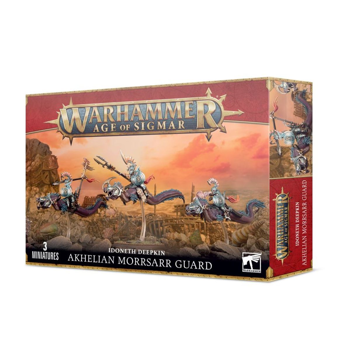 Akhelian Morrsarr Guard Idoneth Deepkin - pudełko zestawu 3 miniatur Warhammer Age of Sigmar
