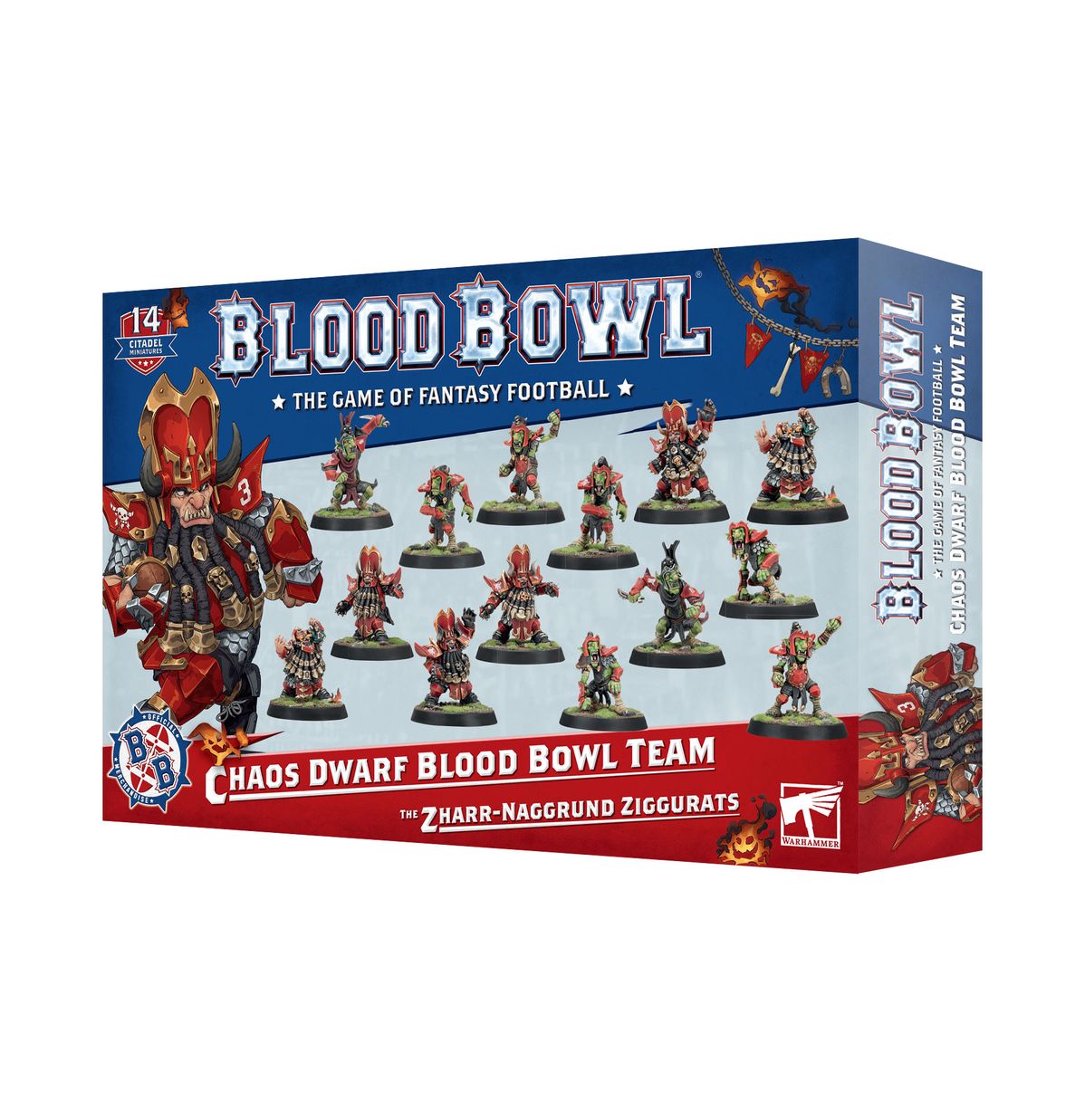 Chaos Dwarf Blood Bowl Team The Zharr-Naggrund Ziggurats - pudełko zestawu 14 modeli - Blood Bowl