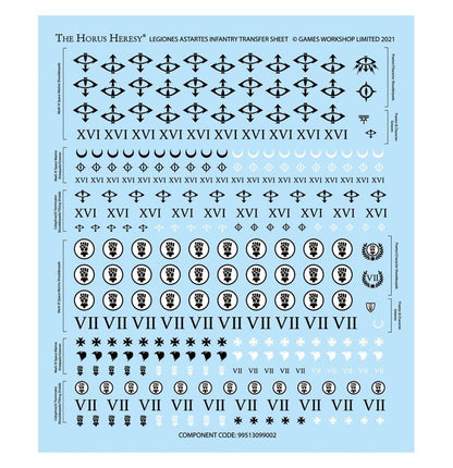 MKVI Tactical Squad - arkusz kalkomanii Legiones Astartes Infantry Transfer Sheet symbole Sons of Horus XVI i Imperial Fists VII 293 oznaczenia Horus Heresy Games Workshop