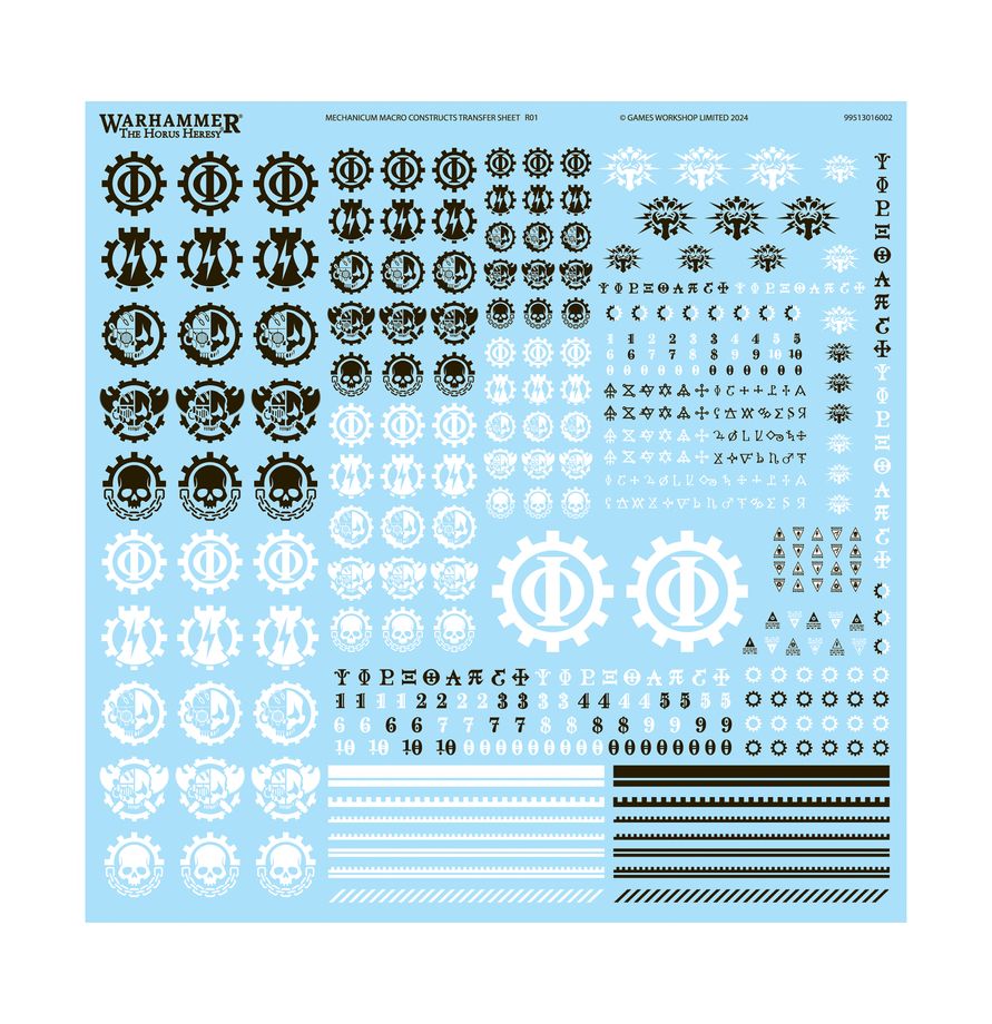 Karacnos Assault Tank - arkusz kalkomanii Mechanicum Macro-constructs Transfer Sheet