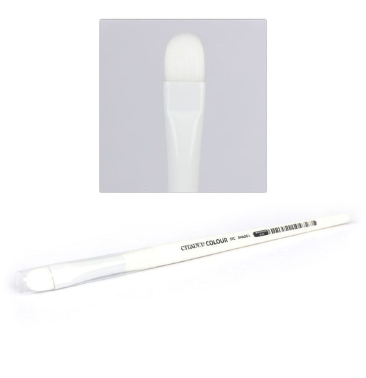 Citadel STC L Shade Brush - szeroki syntetyczny pędzel do shadingu dużych modeli Warhammer z białą rączką Games Workshop`