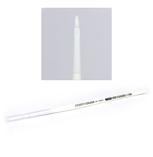 Citadel STC M Base Brush - syntetyczny pędzel do bazowania modeli Warhammer rozmiar M z białą rączką Games Workshop