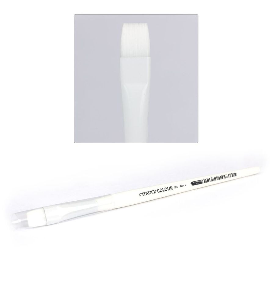 Citadel STC L Shade Brush - szeroki syntetyczny pędzel do shadingu dużych modeli Warhammer z białą rączką Games Workshop
