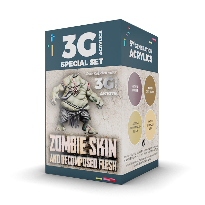 Zombie Skin and Decomposed Flesh AK Interactive Wargame Color AK1076 - zestaw 4 farb akrylowych do zombie i nieumarłych - AK Interactive
