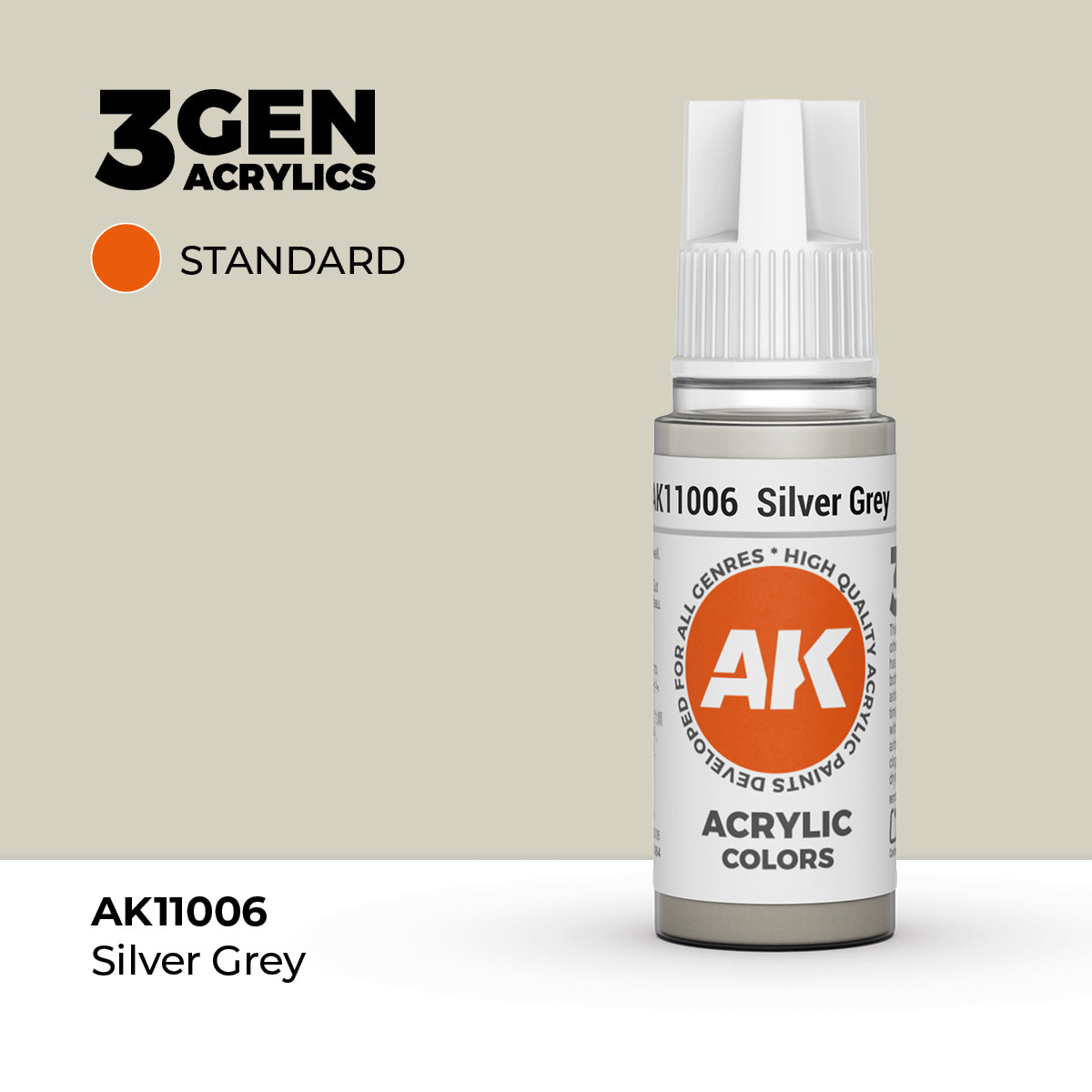 Silver Grey 17ml AK Interactive Standard AK11006 - chłodny odcień szarości farba akrylowa do modeli i figurek - AK Interactive

