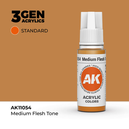 Medium Flesh Tone 17ml AK Interactive Standard AK11054 - naturalny średni odcień karnacji farba akrylowa do figurek i modeli - AK Interactive
