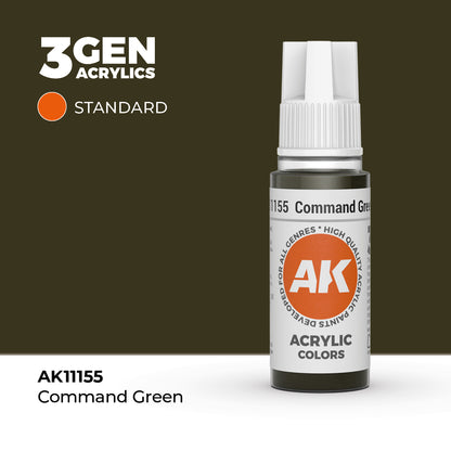 Command Green 17ml AK Interactive Standard AK11155 - głęboki wojskowy odcień zieleni farba akrylowa do modeli i figurek - AK Interactive

