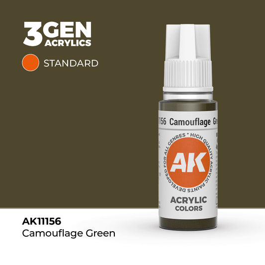 Camouflage Green 17ml AK Interactive Standard AK11156 - klasyczny odcień zieleni kamuflażowej farba akrylowa do modeli i figurek - AK Interactive
