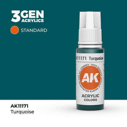 Turquoise 17ml AK Interactive Standard AK11171 - intensywny nasycony odcień turkusu farba akrylowa do modeli i figurek - AK Interactive
