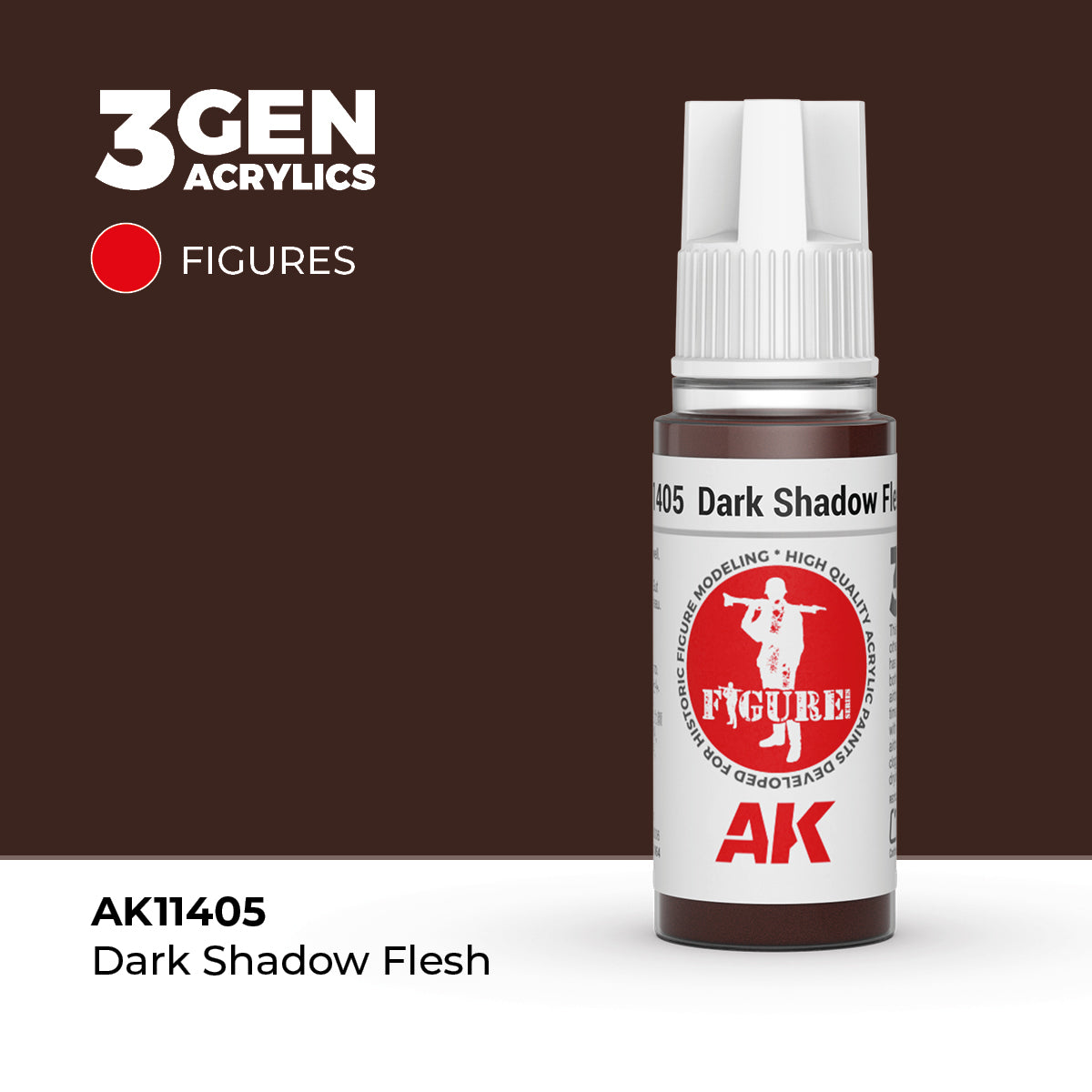 Dark Shadow Flesh 17ml AK Interactive Figures AK11405 - ciemny cień skóry farba akrylowa do figurek i postaci historycznych - AK Interactive
