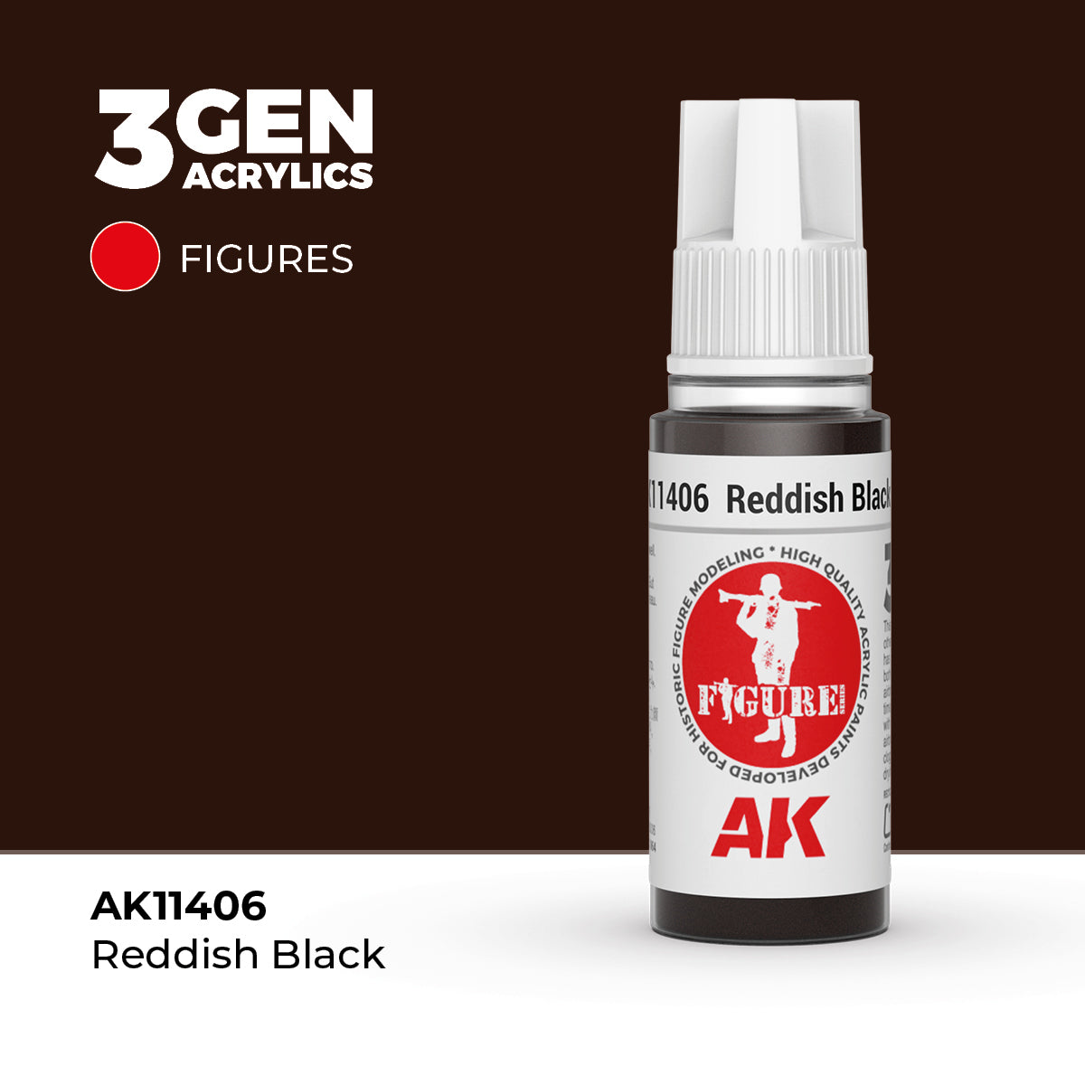 Reddish Black 17ml AK Interactive Figures AK11406 - czerwonawy czarny odcień farba akrylowa do figurek i postaci historycznych - AK Interactive
