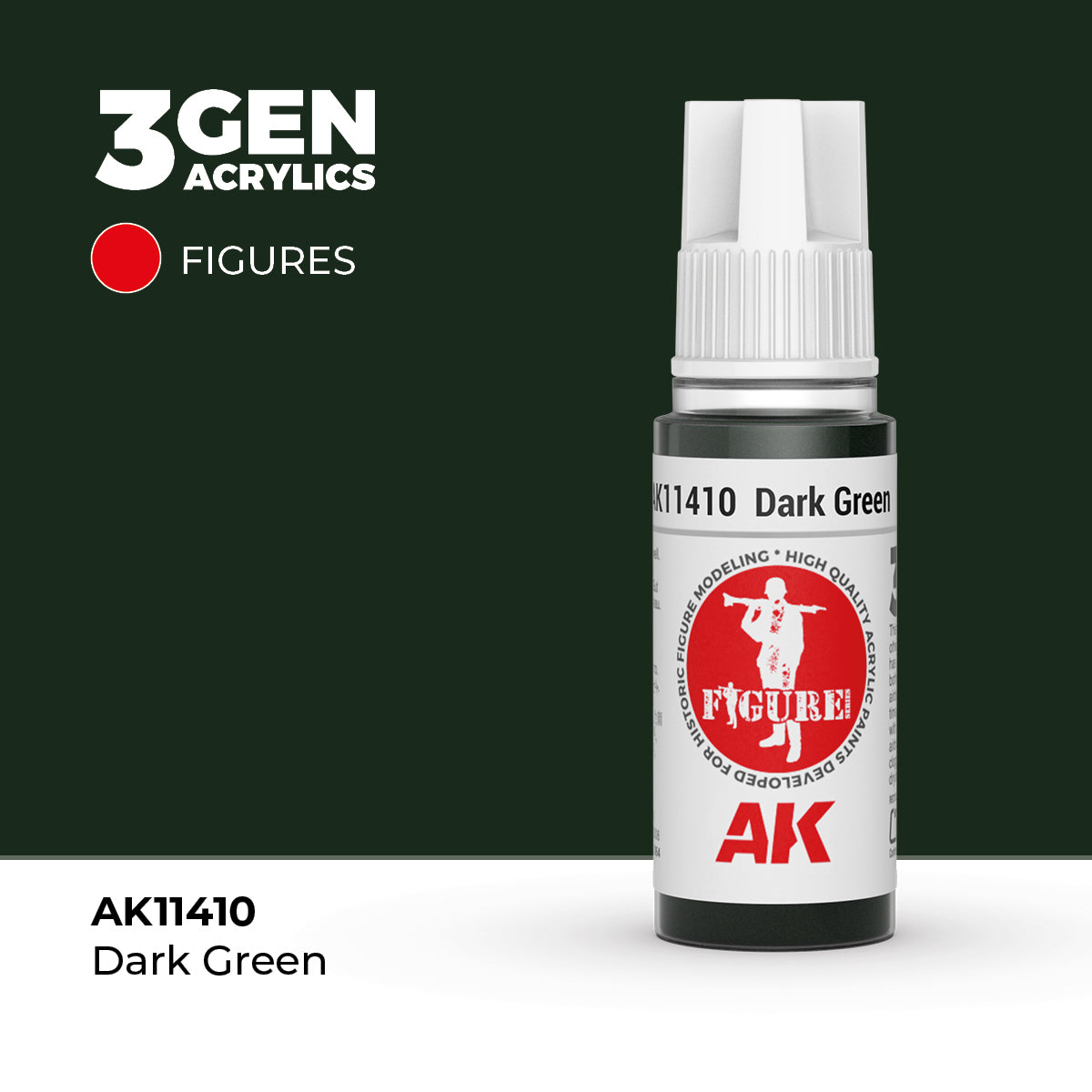Dark Green 17ml AK Interactive Figures AK11410 - nasycony ciemnozielony odcień farba akrylowa do figurek i postaci historycznych - AK Interactive

