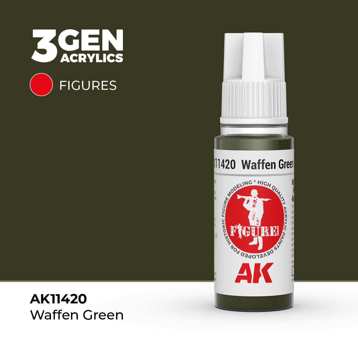 Waffen Green 17ml AK Interactive Figures AK11420 - zieleń mundurowa Waffen-SS farba akrylowa do figurek i postaci historycznych - AK Interactive
