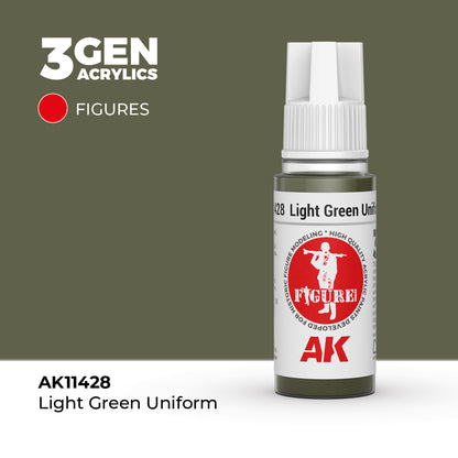 Light Green Uniform 17ml AK Interactive Figures AK11428 - jasny zielony odcień mundurowy farba akrylowa do figurek i postaci historycznych - AK Interactive
