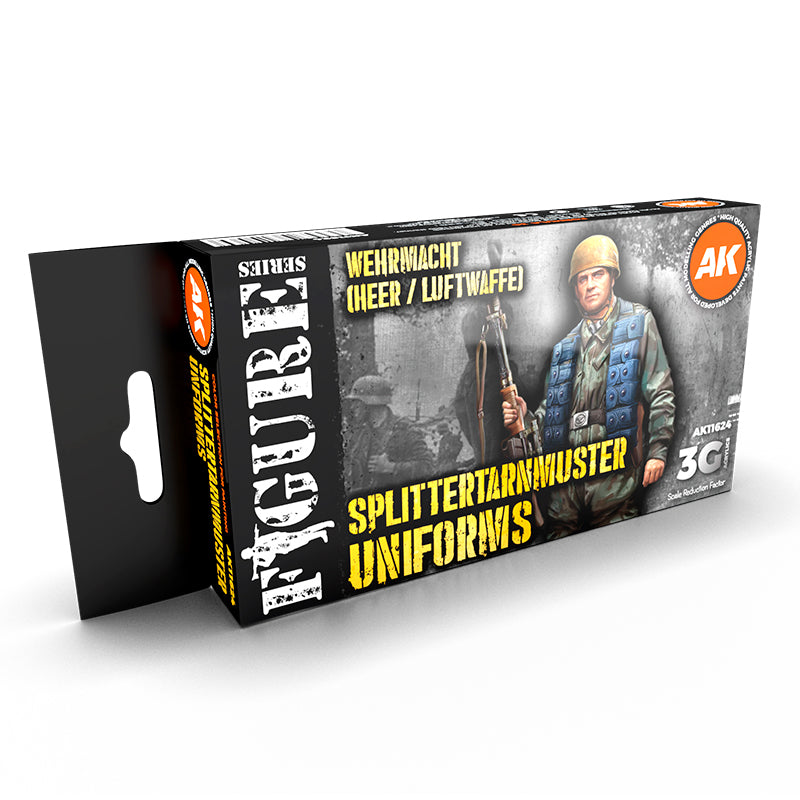Splittertarnmuster Uniforms Figure Series AK11624 - zestaw 6 farb 3G Acrylics do kamuflażu Wehrmacht Heer i Luftwaffe Fallschirmjäger WWII - AK Interactive
