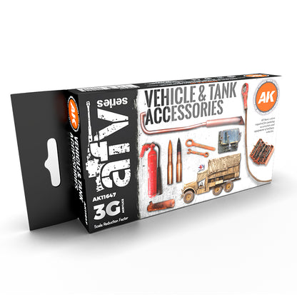 Vehicle & Tank Accessories AFV Series AK11647 - zestaw 6 farb 3G Acrylics do detali i akcesoriów czołgów i pojazdów wojskowych - AK Interactive
