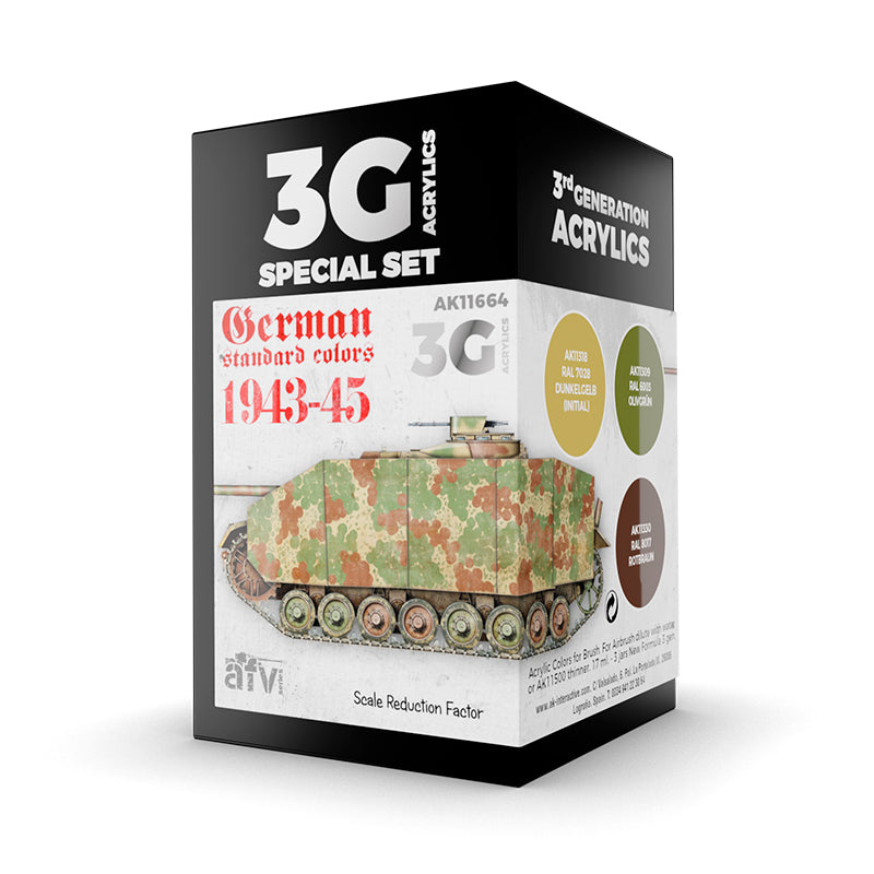 German Standard Colors 1943-45 AK Interactive 3G Acrylics Special Set AK11664 - zestaw 3 farb do niemieckich pojazdów WWII - AK Interactive
