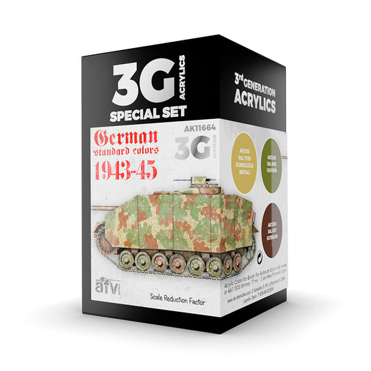 German Standard Colors 1943-45 AK Interactive 3G Acrylics Special Set AK11664 - zestaw 3 farb do niemieckich pojazdów WWII - AK Interactive
