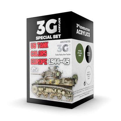 US Tank Colors Europe 1944-45 AK Interactive 3G Acrylics Special Set AK11675 - zestaw 3 farb do amerykańskich czołgów WWII - AK Interactive
