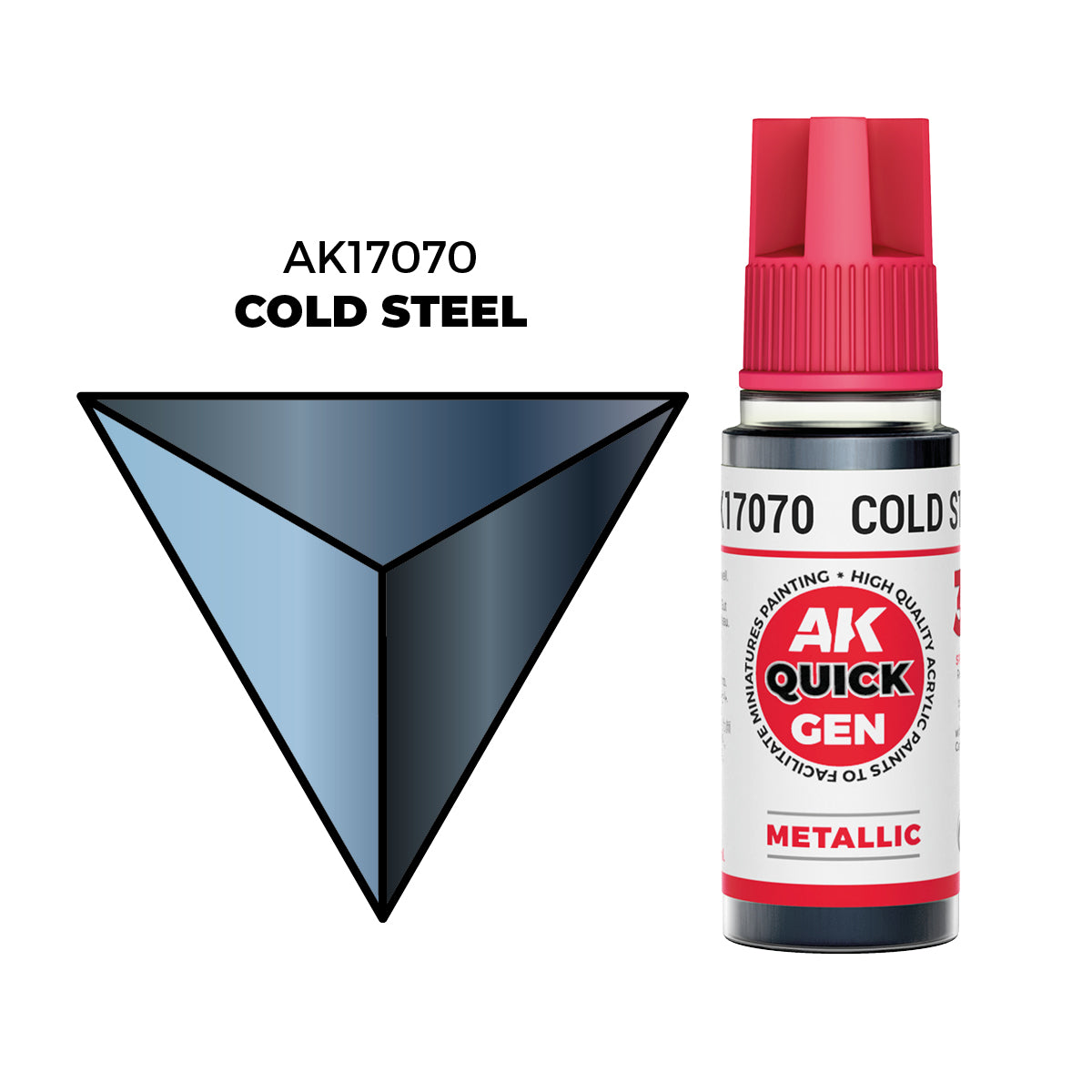 Cold Steel 18ml AK Interactive Quick Gen AK17070 - metaliczna farba akrylowa zimna stal do figurek i modeli - AK Interactive
