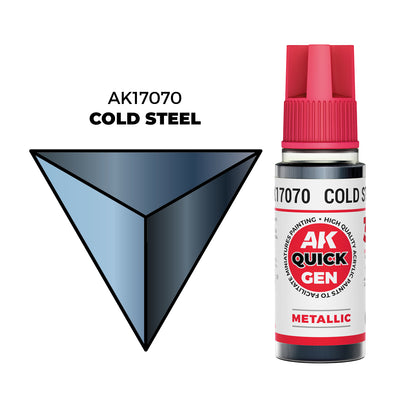 Cold Steel 18ml AK Interactive Quick Gen AK17070 - metaliczna farba akrylowa zimna stal do figurek i modeli - AK Interactive

