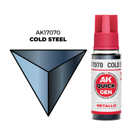 Cold Steel 18ml AK Interactive Quick Gen AK17070 - metaliczna farba akrylowa zimna stal do figurek i modeli - AK Interactive
