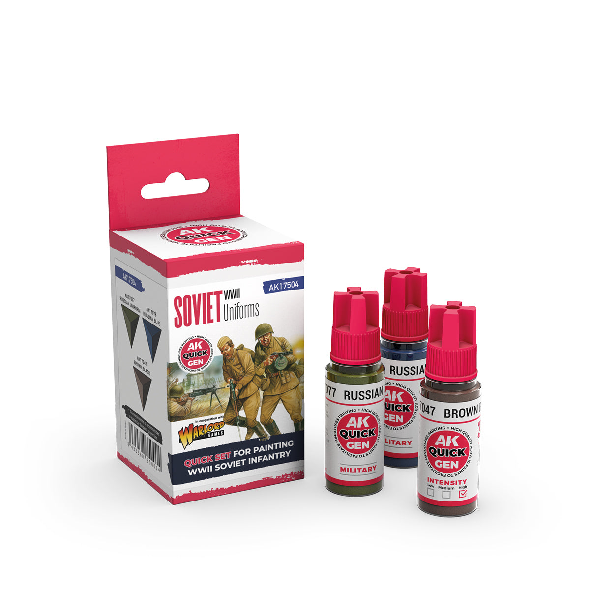 Soviet WWII Uniforms AK17504 - butelki farb akrylowych Quick Gen AK Interactive Warlord Games - AK Interactive
