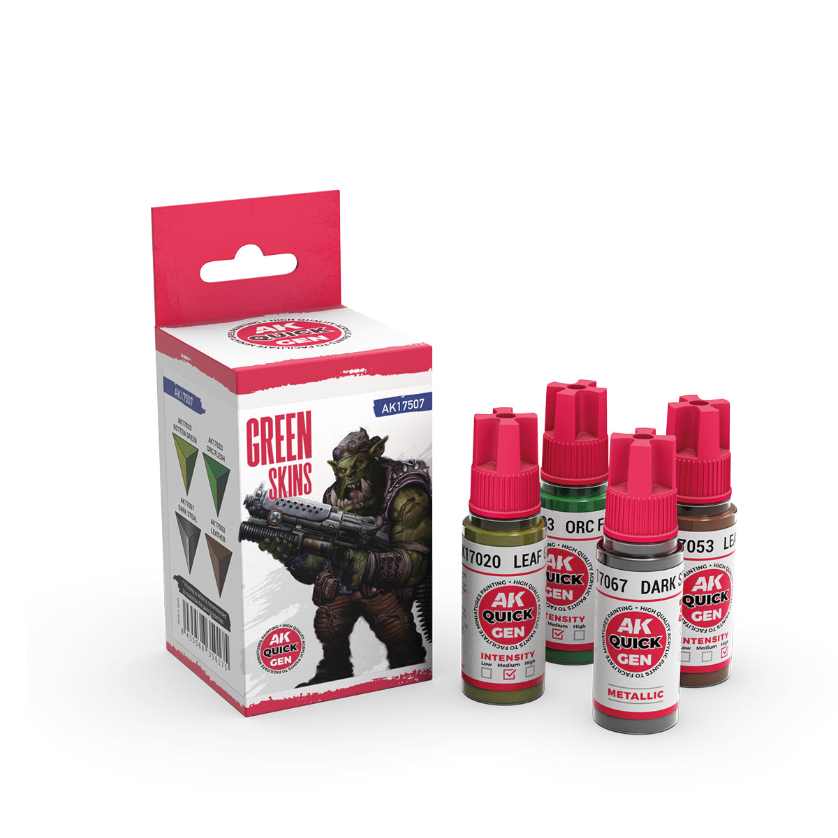 Green Skins AK17507 - butelki farb akrylowych Quick Gen AK Interactive - AK Interactive
