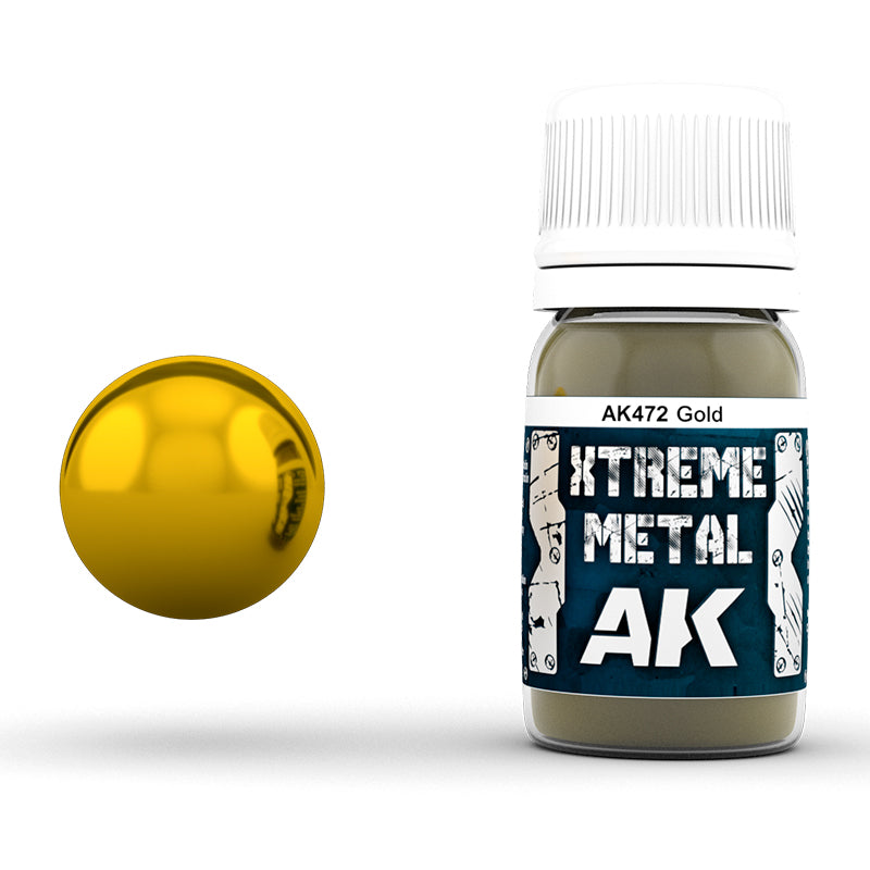 Gold 30ml AK Interactive Xtreme Metal AK472 - złota farba metaliczna olejna do modeli historycznych i figurek fantasy - AK Interactive
