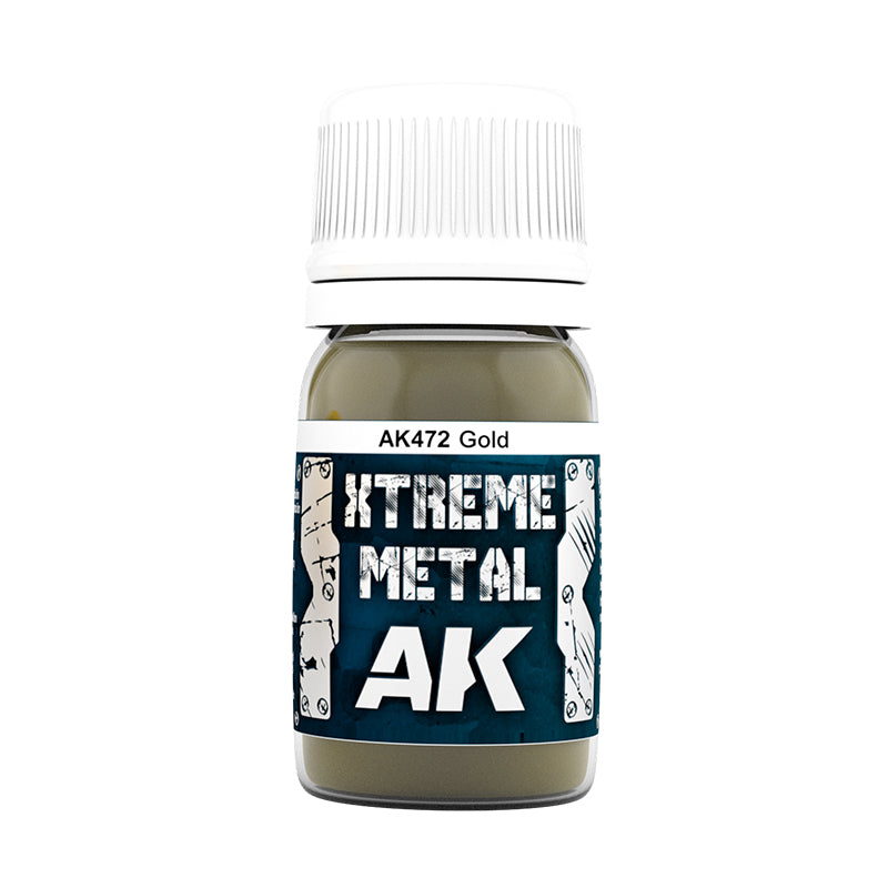 Gold AK472 słoiczek Xtreme Metal - intensywny złoty metaliczny połysk farba olejna AK Interactive
