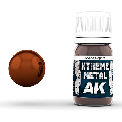 Copper 30ml AK Interactive Xtreme Metal AK473 - miedziana farba metaliczna olejna do modeli steampunk i figurek fantasy - AK Interactive
