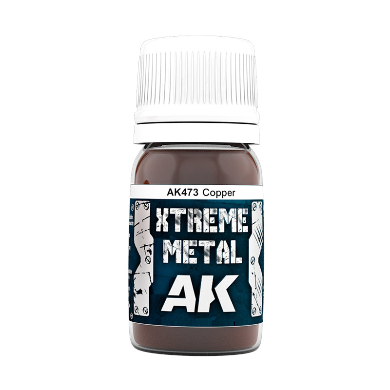 Copper AK473 słoiczek Xtreme Metal - ciepły czerwono-brązowy metaliczny odcień miedzi farba olejna AK Interactive
