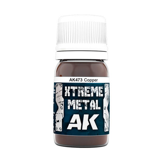 Copper AK473 słoiczek Xtreme Metal - ciepły czerwono-brązowy metaliczny odcień miedzi farba olejna AK Interactive
