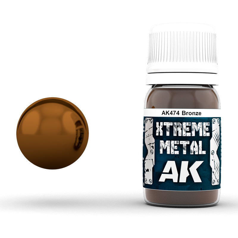 Bronze 30ml AK Interactive Xtreme Metal AK474 - brązowa farba metaliczna olejna do modeli historycznych i figurek fantasy - AK Interactive
