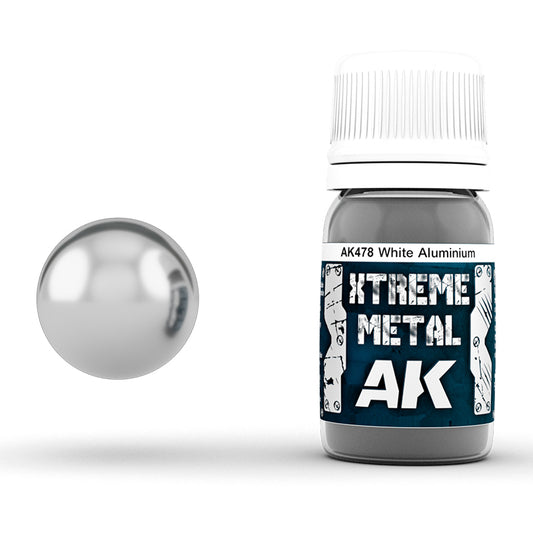 White Aluminium (AK478) AK Interactive Xtreme Metal - farba metaliczna olejna 30ml do modeli i figurek - AK Interactive