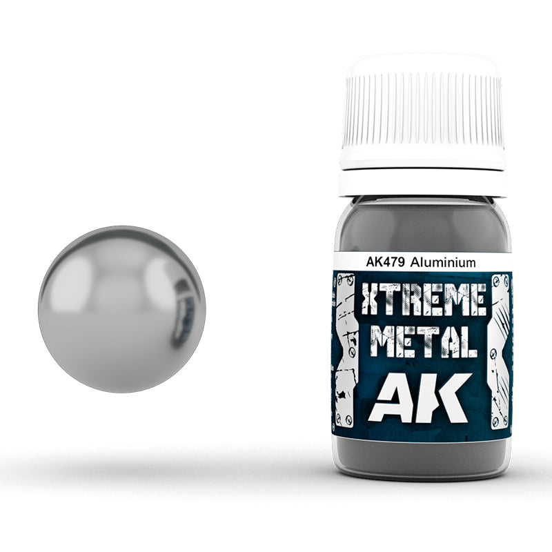 Aluminium 30ml AK Interactive Xtreme Metal AK479 - farba metaliczna olejna efekt chromu do modeli i figurek - AK Interactive
