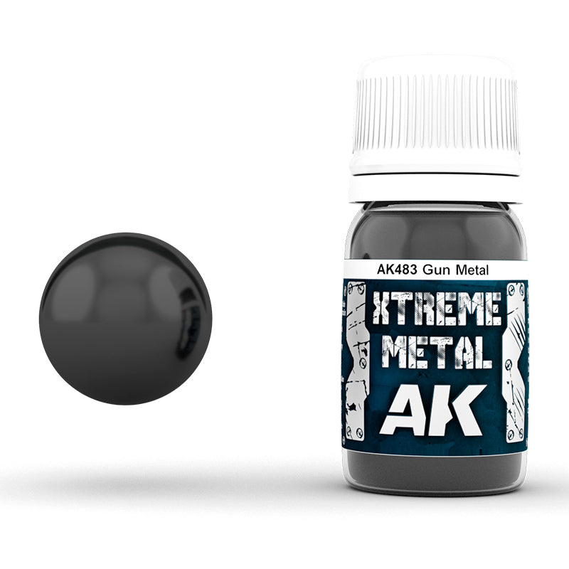 Gun Metal 30ml AK Interactive Xtreme Metal AK483 - ciemna farba metaliczna olejna do luf broni i modeli militarnych - AK Interactive
