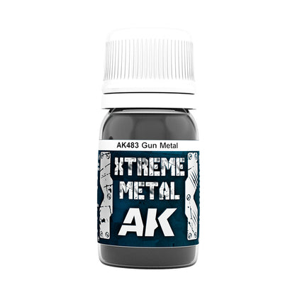 Gun Metal AK483 słoiczek Xtreme Metal - ciemny stalowy odcień gun metal farba olejna AK Interactive
