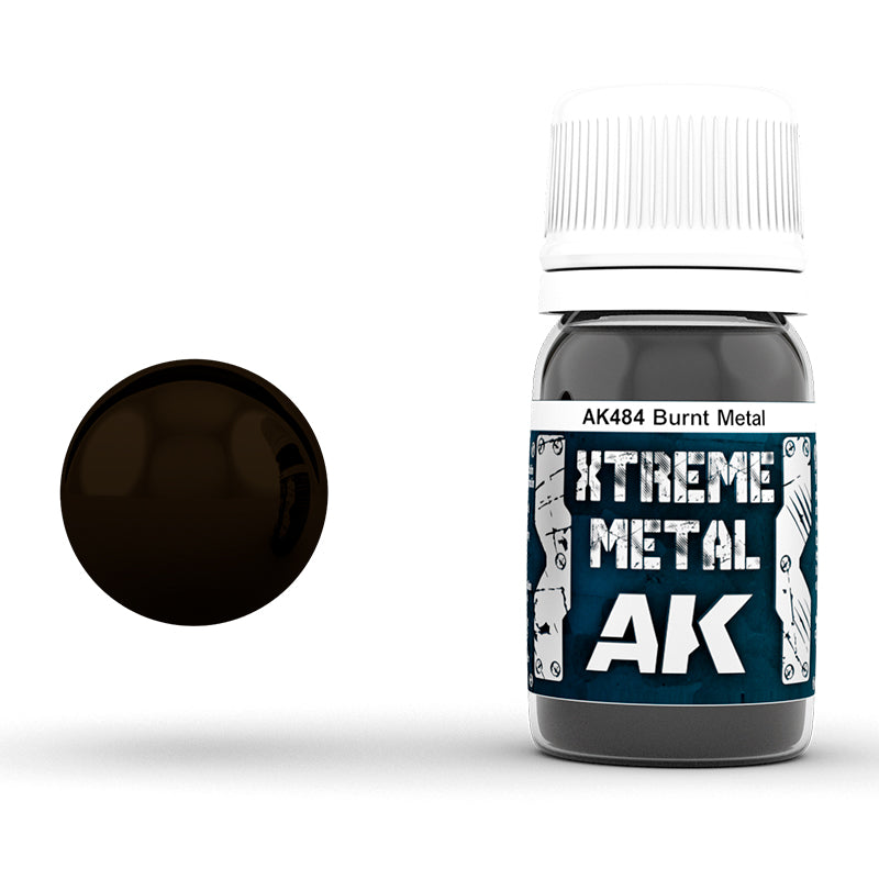 Burnt Metal 30ml AK Interactive Xtreme Metal AK484 - ciemna farba metaliczna olejna efekt przepalonego metalu do modeli - AK Interactive
