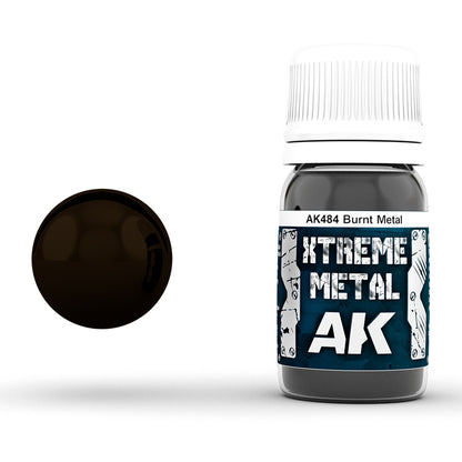 Burnt Metal 30ml AK Interactive Xtreme Metal AK484 - ciemna farba metaliczna olejna efekt przepalonego metalu do modeli - AK Interactive
