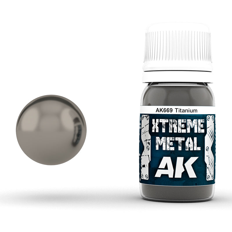 Titanium 30ml AK Interactive Xtreme Metal AK669 - ciemnoszara farba metaliczna olejna odcień tytanu do modeli lotniczych i sci-fi - AK Interactive
