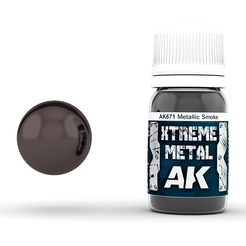 Metallic Smoke 30ml AK Interactive Xtreme Metal AK671 - bardzo ciemna farba metaliczna olejna efekt dymnego metalu do modeli - AK Interactive
