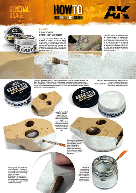 AK Interactive Easy Cast Texture AK897 – instrukcja użycia: nakładanie pasty pędzlem na wieżyczkę czołgu, efekt tekstury odlewu krok po kroku
