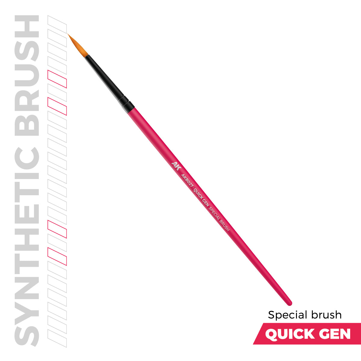 AK Interactive Quick Gen Special Brush AKB027 - różowy pędzel syntetyczny do techniki contrast i speed painting na figurkach tabletop