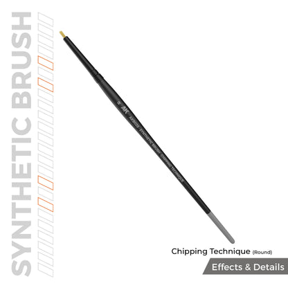 AK Interactive Chipping Technique Round Brush AKB028 - czarny pędzel syntetyczny do efektu chippingu na modelach i pojazdach wojskowych