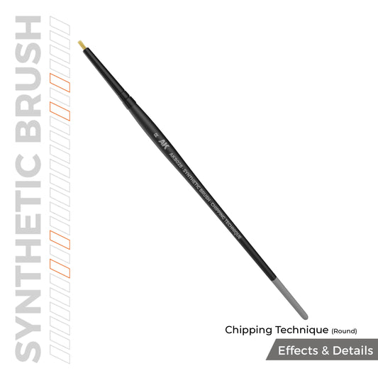 AK Interactive Chipping Technique Round Brush AKB028 - czarny pędzel syntetyczny do efektu chippingu na modelach i pojazdach wojskowych