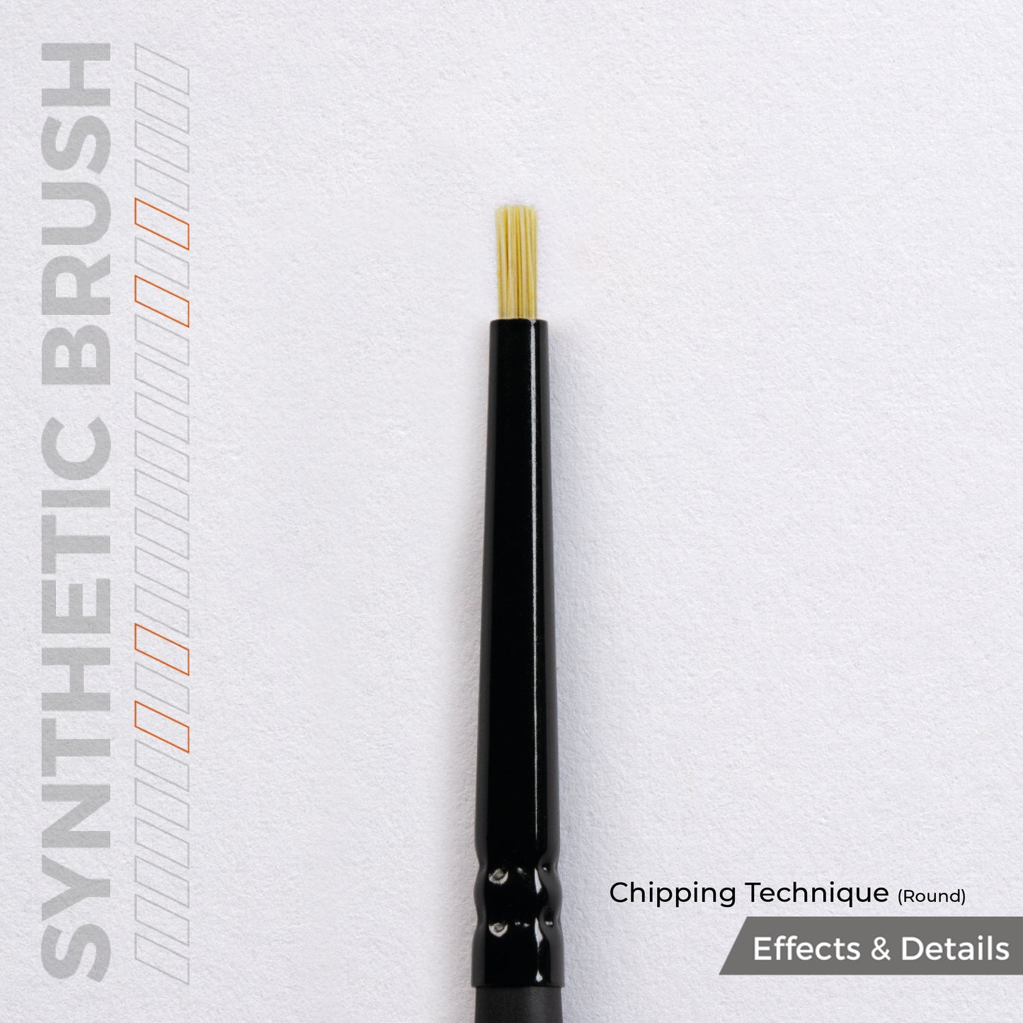 AK Interactive Chipping Technique Round Brush AKB028 - zbliżenie na szorstkie syntetyczne włosie do techniki chippingu
